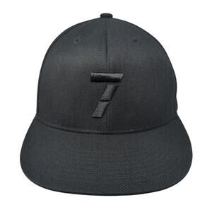 7 Fitted Baseball Cap Black 7 5/8 Lightweight Embroidered 6 Panel 210 Fitted